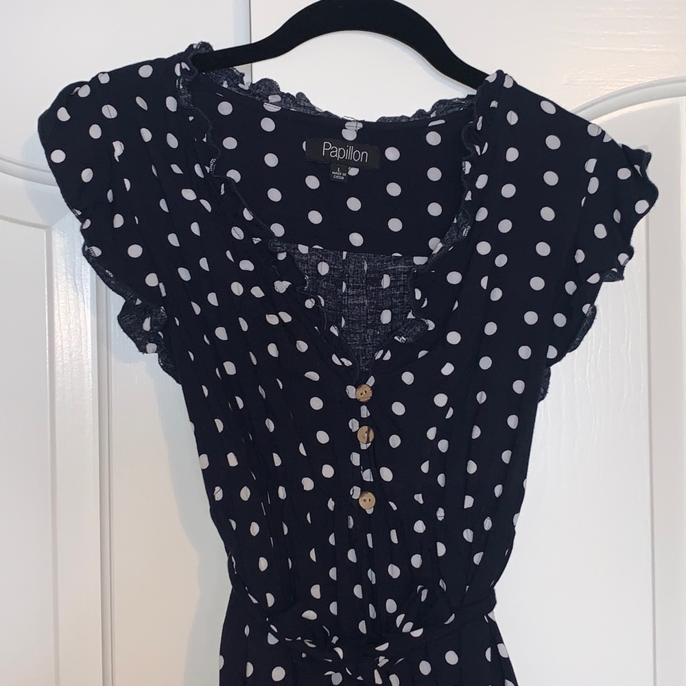 Navy Polka Dot Papillon Dress